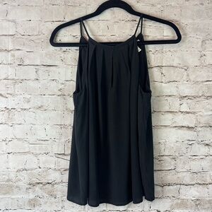 Joie Women's Small Black Caviar Anatase Silk Tank Top Cami Blouse Tie Neck Lined